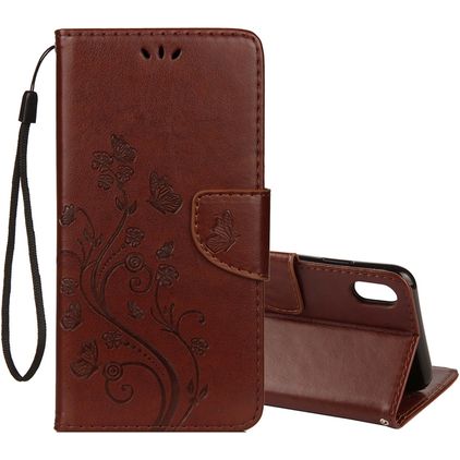 Mobigear Flowers iPhone XR Funda tipo libro Cartera - Marrón