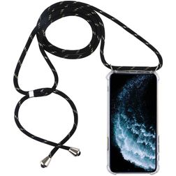 Mobigear Lanyard iPhone 11 Pro Max Joustava TPU Suojakuori kaulanauhalla - Läpinäkyvä / Musta