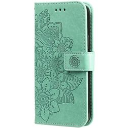 Mobigear Flowers POCO F4 Cover a libro portafoglio - Verde