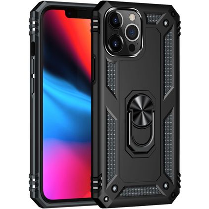 Mobigear Armor Ring iPhone 13 Pro Fodral Hårdplast Skal Stötsäkert med ringhållare - Svart