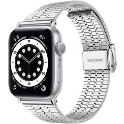 Mobigear Kopenhagen Rustfrit stål Apple Watch Urrem Klaplås - 42/41/40/38 mm - Sølv