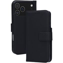 Mobiparts Wallet iPhone 17 Pro Max MagSafe Pravá kůže Knížkové pouzdro Peněženka - Černá