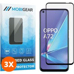 Mobigear Premium OPPO A72 Vidro temperado Película de ecrã - Compatível com capas - Preto (Pack de 3)