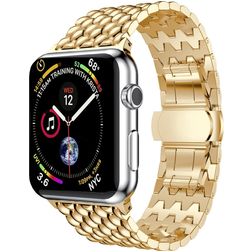 Mobigear Dragon Pasek Stal do Apple Watch Zapięcie motylkowe - 49/46/45/44 mm - Złoty