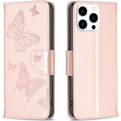 Mobigear Butterfly iPhone 16 Pro Max Wallet case - Rose Gold