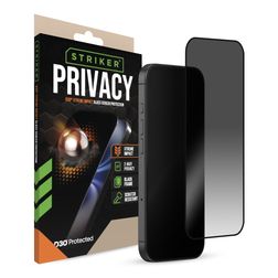 Striker Xtreme Impact Privacy iPhone 16 Pro Max Tempered Glass Screen Protector - Case Friendly - Black