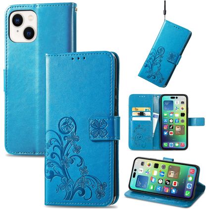 Mobigear Clover iPhone 15 Funda tipo libro Cartera - Azul