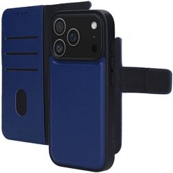 Mobiparts iPhone 17 Pro Fodral Äkta läder 2-i-1-plånboksfodral med löstagbart skal med sedelfack - Blå