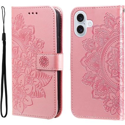 Mobigear Flowers iPhone 17 Etui z klapką typu portfel - Różowe złoto