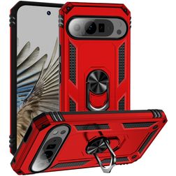 Mobigear Armor Ring Google Pixel 9 Pro XL Kova Suojakuori Iskunkestävä + Sormuspidike - Punainen