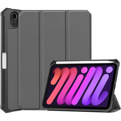Mobigear Tri-Fold Shockproof iPad Mini 7 (2024) Pungetui + Stylus-holder - Grå