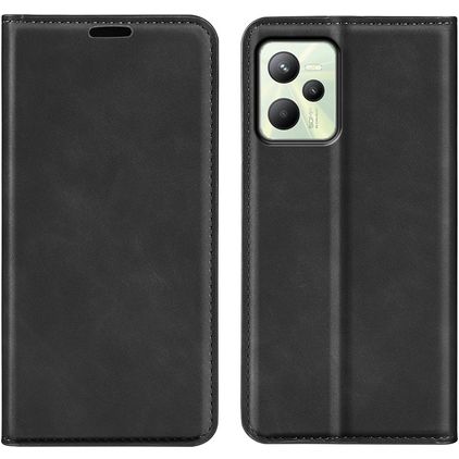 Mobigear Retro Slim Realme C35 Plånboksfodral med sedelfack - Svart