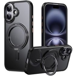 Mobigear Frosted Mag iPhone 17 MagSafe Funda Plástico rígido Carcasa con soporte - Negro
