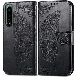 Mobigear Butterfly Sony Xperia 5 IV Pungetui med Seddelrum - Sort