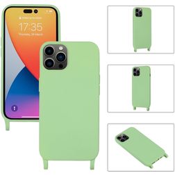 Mobigear Lanyard iPhone 14 Pro Max Silicone Capa com cordão - Verde
