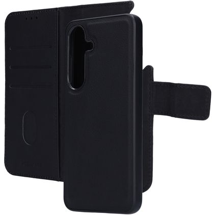 Mobiparts Samsung Galaxy S25 Fodral Äkta läder 2-i-1-plånboksfodral med löstagbart skal med sedelfack - Svart