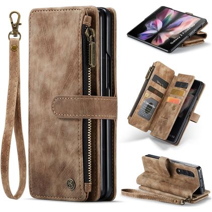 CaseMe C30 Samsung Galaxy Z Fold 4 Pungetui med Seddelrum - Brun