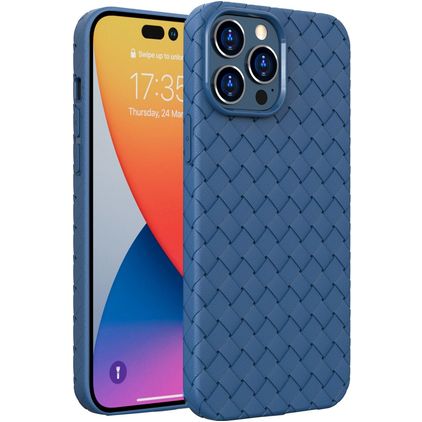 Mobigear Woven iPhone 14 Pro Max Flexible TPU Back cover - Dark Blue