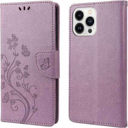 Mobigear Flowers iPhone 14 Pro Max Plånboksfodral med sedelfack - Lila