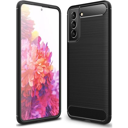 Mobigear Brushed Slim Samsung Galaxy S21 FE Joustava TPU Suojakuori - Musta