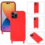 Mobigear Lanyard iPhone 14 Pro Max Silicone Case with lanyard - Red