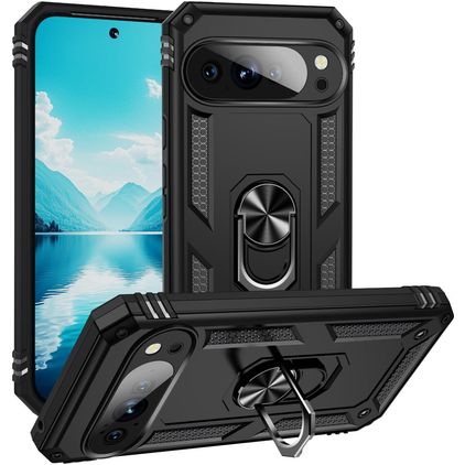 Mobigear Armor Ring Google Pixel 10 Pro XL Hard Case Back cover Shockproof with Ring Holder - Black