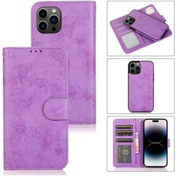 Mobigear Wallet iPhone 15 Pro Max 2-i-1-plånboksfodral med löstagbart skal med sedelfack - Lila