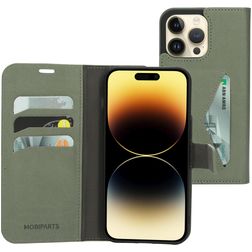 Mobiparts Classic Wallet iPhone 14 Pro Max Funda tipo libro Cartera - Stone Green