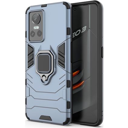 Mobigear Armor Ring Realme GT Neo 3 Hardcase Back cover Antiurto con anello - Blu