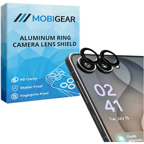 Mobigear Single Samsung Galaxy Z Flip 8 Panssarilasi Kameran linssinsuoja - Suojakuoren kanssa yhteensopiva - Musta