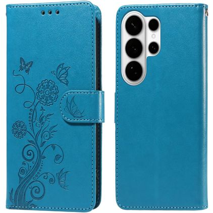 Mobigear Flowers Samsung Galaxy S26 Ultra Cover a libro portafoglio - Blu