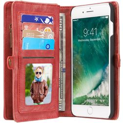 CaseMe 008 iPhone 7 Plus Cover a libro 2 in 1 con guscio estraibile a portafoglio - Rosso