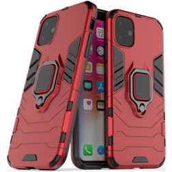 Mobigear Armor Ring iPhone 11 Tvrdý plast Zadní kryt odolný proti nárazům s prstýnkem - Červená