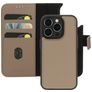 Mobiparts iPhone 15 Pro MagSafe Cover Ægte læder Aftageligt 2-i-1-pungetui med Seddelrum - Taupe
