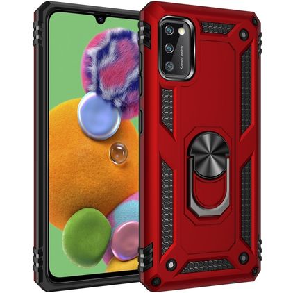 Mobigear Armor Ring Samsung Galaxy A41 Funda Plástico rígido Carcasa Antigolpes con anillo - Rojo