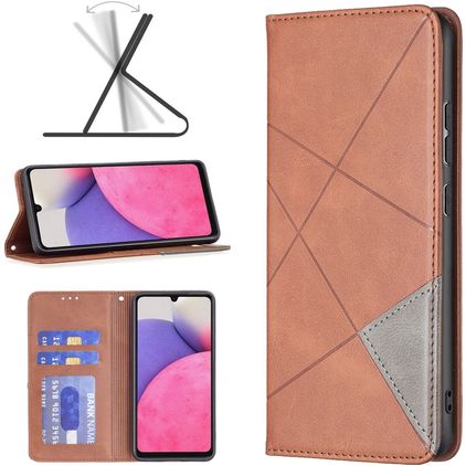 Mobigear Rhombus Slim Samsung Galaxy A33 Lompakkokotelo - Ruskea