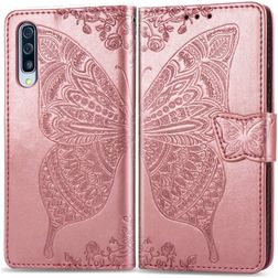 Mobigear Butterfly Samsung Galaxy A70 Pungetui med Seddelrum - Rosaguld