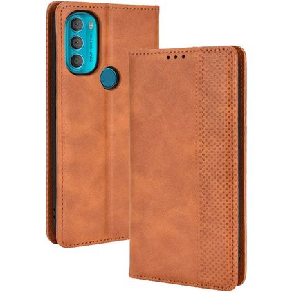 Mobigear Sensation Motorola Moto G71 5G Cover a libro portafoglio - Marrone