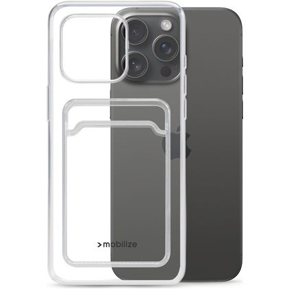 Mobilize Gelly Card Transparente iPhone 15 Pro Max TPU flexible Carcasa con tarjetero - Transparente