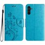 Mobigear Flowers Samsung Galaxy A36 Knížkové pouzdro Peněženka - Modrá