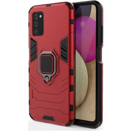 Mobigear Armor Ring Samsung Galaxy A03s Kova Suojakuori Iskunkestävä + Sormuspidike - Punainen