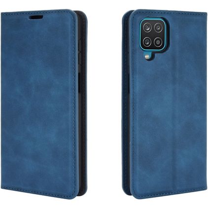 Mobigear Retro Slim Samsung Galaxy A12 Pungetui med Seddelrum - Mørkeblå