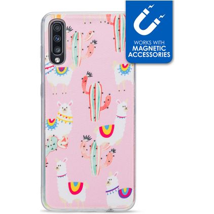 My Style Magneta Samsung Galaxy A70 Joustava TPU Suojakuori - Pink Alpaca