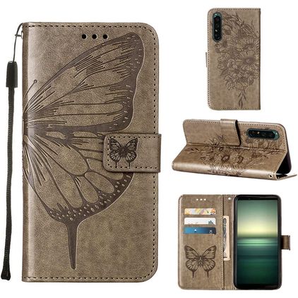 Mobigear Butterfly Sony Xperia 1 IV Cover a libro portafoglio - Grigio