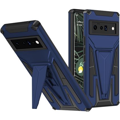 Mobigear Armor Stand Google Pixel 6 Pro Hårdt Bagsidecover Stødsikkert med Stander - Blå