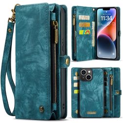 CaseMe 008 iPhone 15 Plus 2-i-1-plånboksfodral med löstagbart skal med sedelfack - Blå