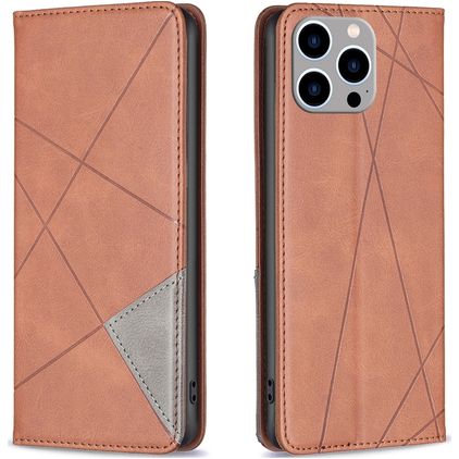 Mobigear Rhombus Slim iPhone 15 Pro Max Wallet case - Brown