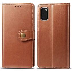 Mobigear Snap Button Samsung Galaxy A41 Knížkové pouzdro Peněženka - Koňaková