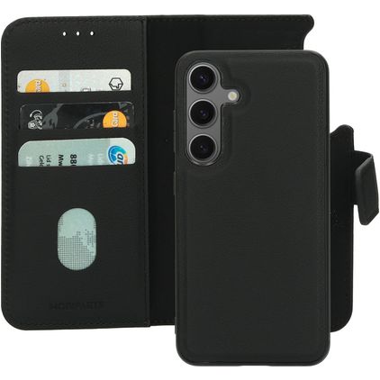 Mobiparts Samsung Galaxy S24 MagSafe Cover Vera pelle Cover a libro 2 in 1 con guscio estraibile a portafoglio - Nero