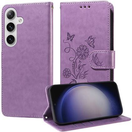 Mobigear Flowers Samsung Galaxy S25 Plus Wallet case - Purple
